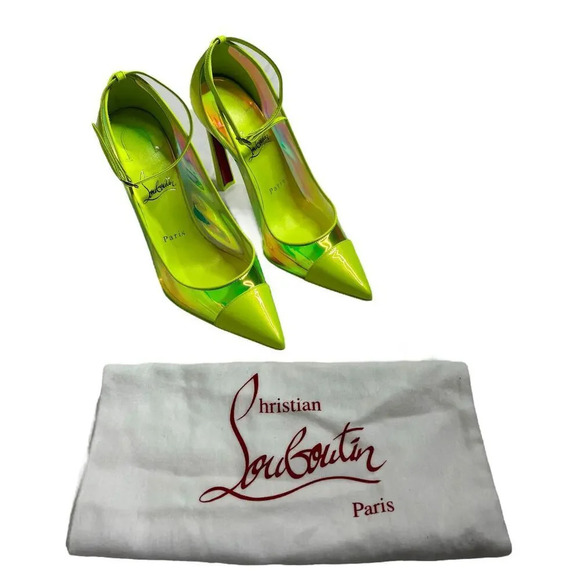 Christian Louboutin Debout Condorapik 100 Patent Iridescent Pump Yellow Size 9 - Picture 3 of 9